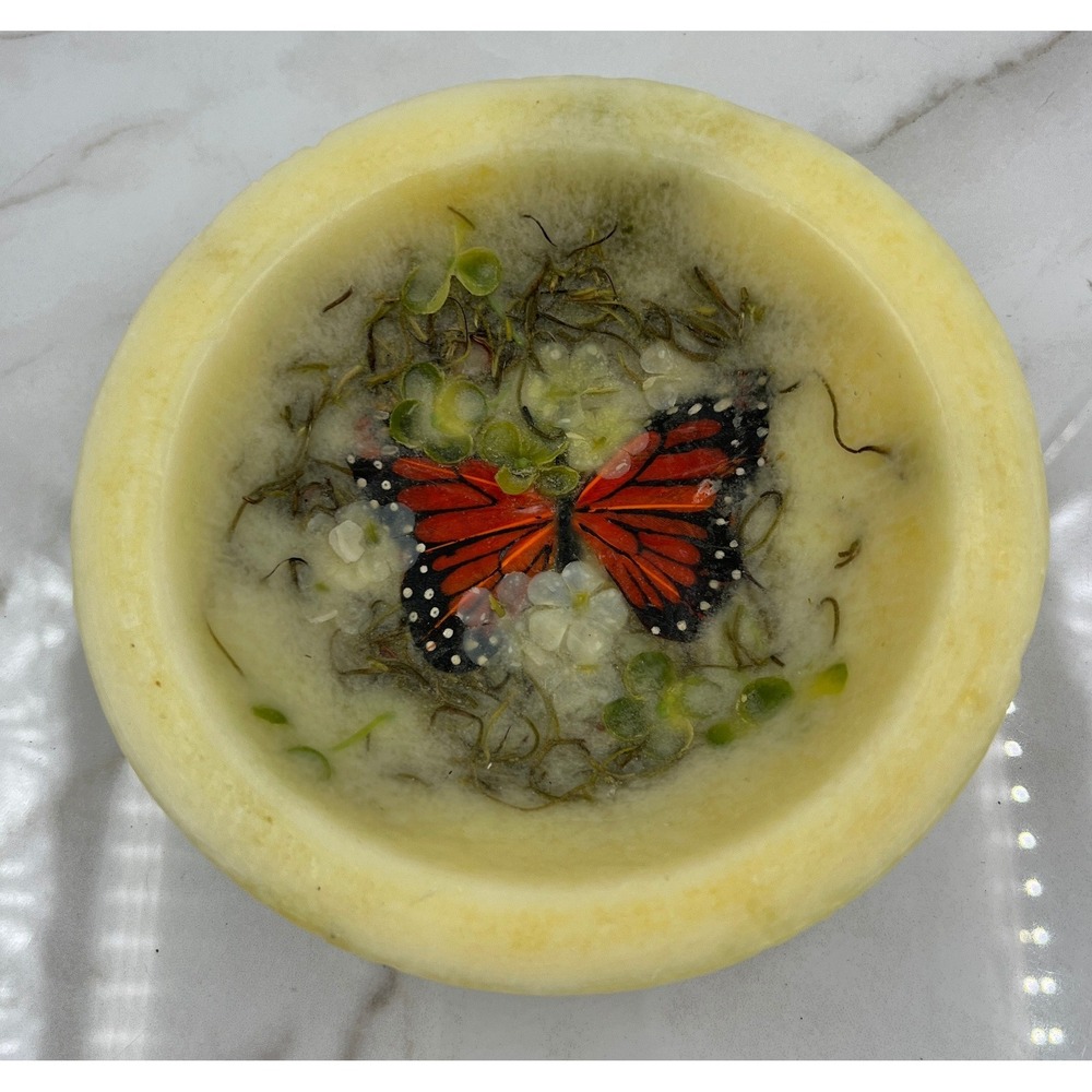 Habersham Candle Company Wax Pottery Vessel Monarch Butterfly Botanical Bowl